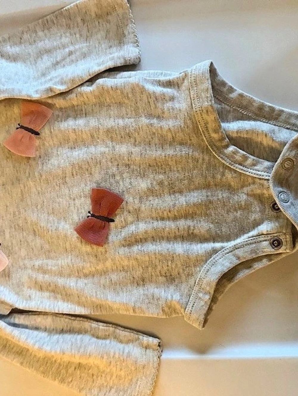 Carter's Baby Girl Butterfly Long-Sleeve Bodysuit Gray & Pink